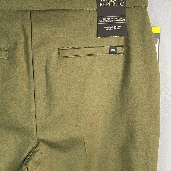 BANANA REPUBLIC NWT Dark Olive Green Mid Rise Straight Leg Pants Stretch Size 6 - Picture 5 of 12